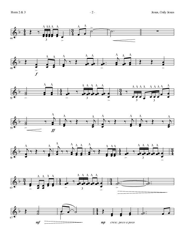 Jesus Only Jesus (Choral Anthem SATB) French Horn 2 (Lillenas Choral / Arr. David Clydesdale)
