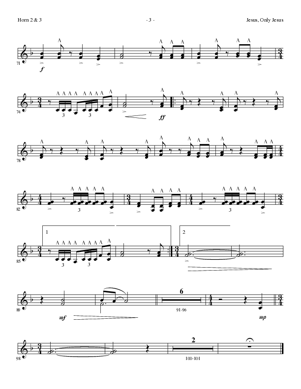 Jesus Only Jesus (Choral Anthem SATB) French Horn 2 (Lillenas Choral / Arr. David Clydesdale)