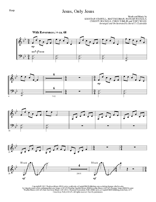 Jesus Only Jesus (Choral Anthem SATB) Harp (Lillenas Choral / Arr. David Clydesdale)