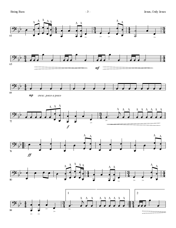 Jesus Only Jesus (Choral Anthem SATB) String Bass (Lillenas Choral / Arr. David Clydesdale)