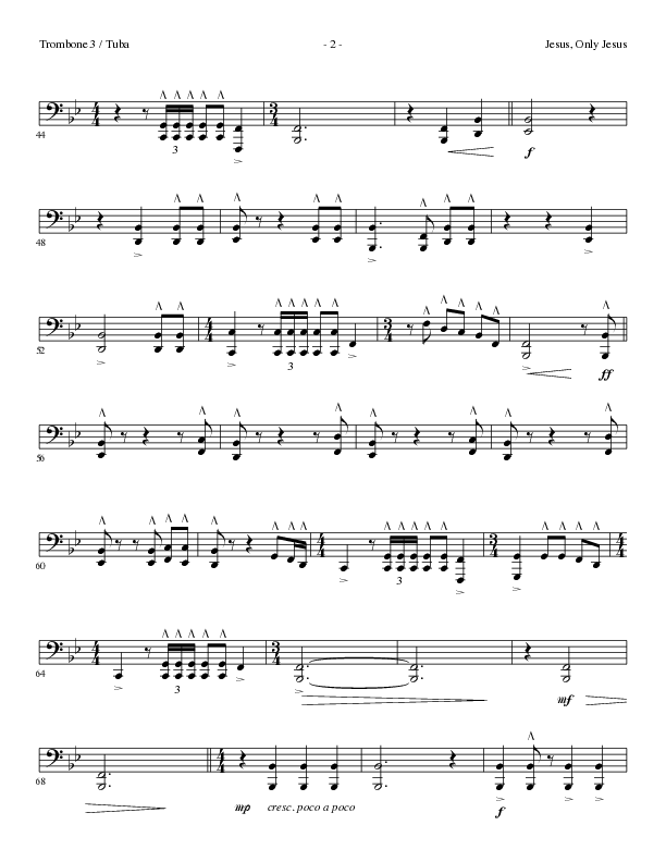 Jesus Only Jesus (Choral Anthem SATB) Trombone 3/Tuba (Lillenas Choral / Arr. David Clydesdale)