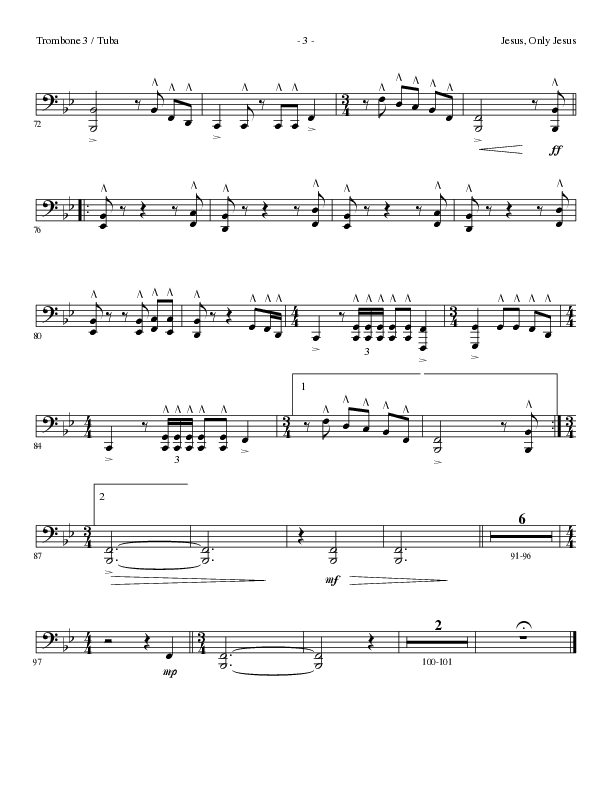 Jesus Only Jesus (Choral Anthem SATB) Trombone 3/Tuba (Lillenas Choral / Arr. David Clydesdale)