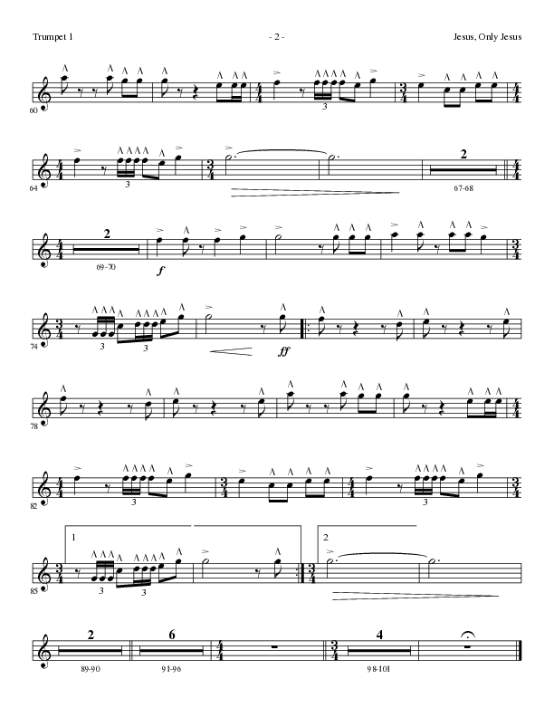 Jesus Only Jesus (Choral Anthem SATB) Trumpet 1 (Lillenas Choral / Arr. David Clydesdale)