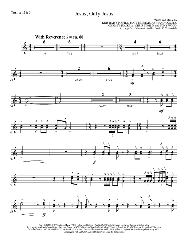 Jesus Only Jesus (Choral Anthem SATB) Trumpet 2/3 (Lillenas Choral / Arr. David Clydesdale)