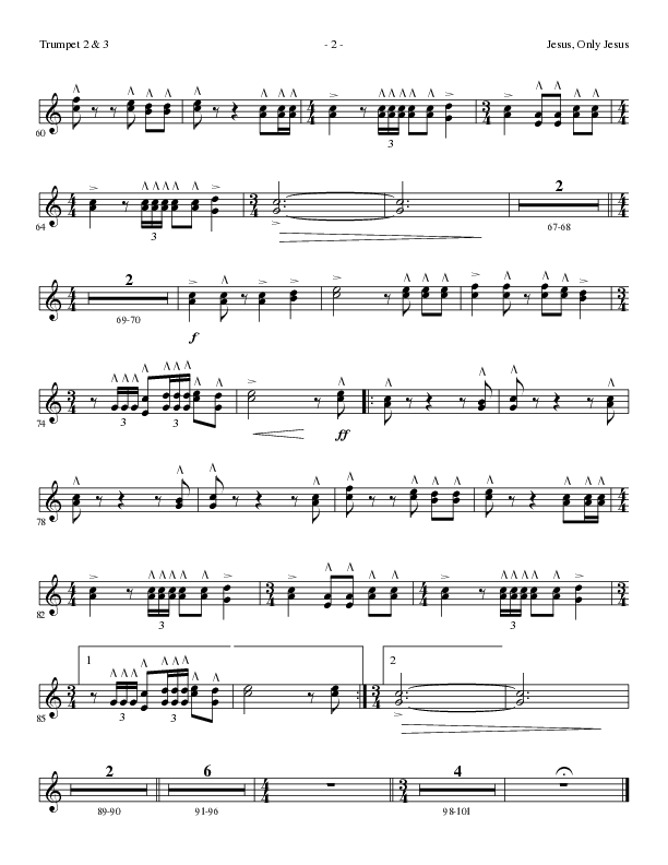 Jesus Only Jesus (Choral Anthem SATB) Trumpet 2/3 (Lillenas Choral / Arr. David Clydesdale)