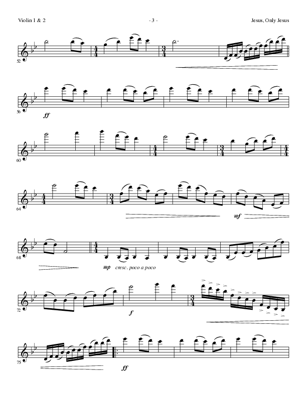 Jesus Only Jesus (Choral Anthem SATB) Violin 1/2 (Lillenas Choral / Arr. David Clydesdale)