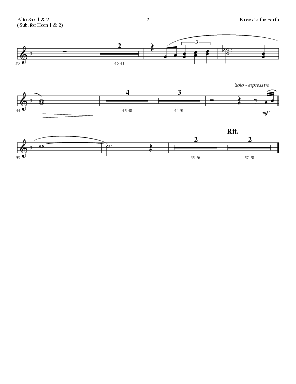 Knees to the Earth with Be Glorified in Me (Choral Anthem SATB) Alto Sax 1/2 (Lillenas Choral / Arr. Gary Rhodes)