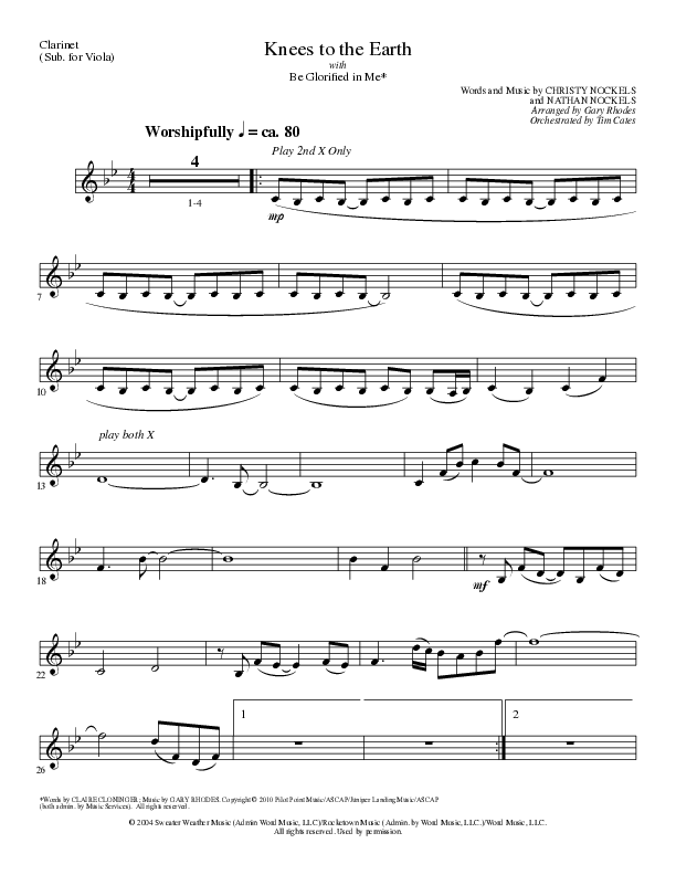 Knees to the Earth with Be Glorified in Me (Choral Anthem SATB) Clarinet (Lillenas Choral / Arr. Gary Rhodes)