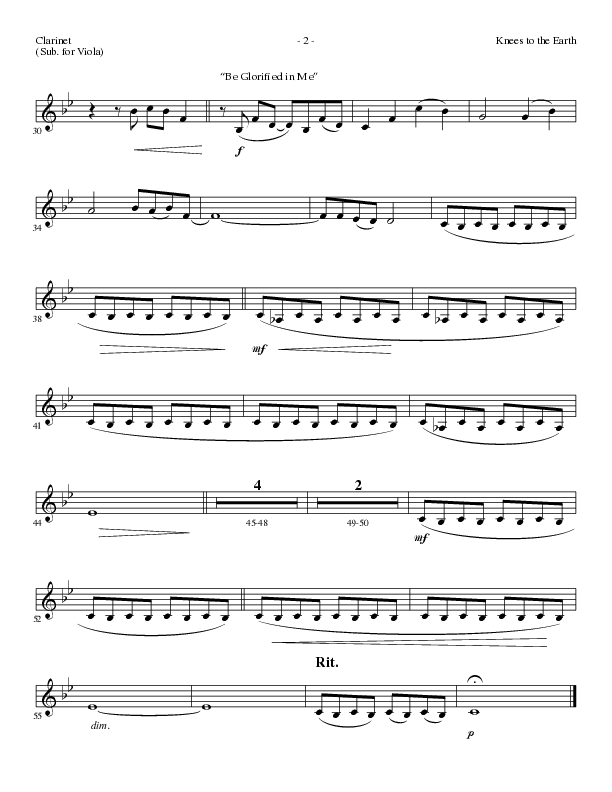 Knees to the Earth with Be Glorified in Me (Choral Anthem SATB) Clarinet (Lillenas Choral / Arr. Gary Rhodes)