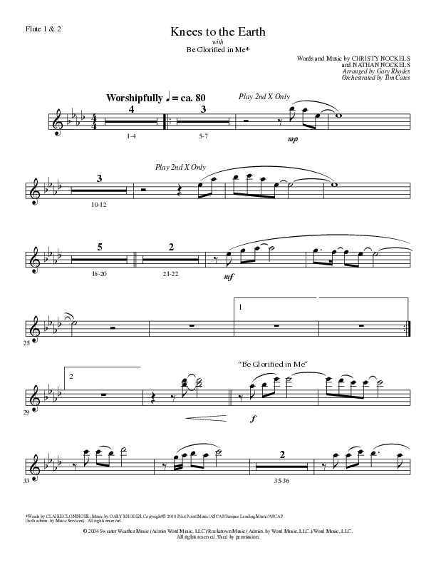 Knees to the Earth with Be Glorified in Me (Choral Anthem SATB) Flute 1/2 (Lillenas Choral / Arr. Gary Rhodes)