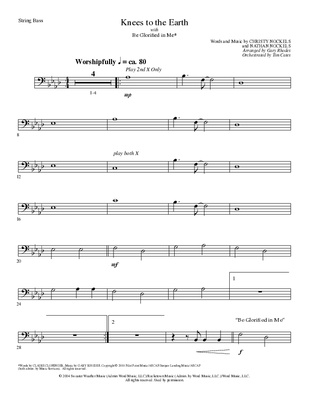 Knees to the Earth with Be Glorified in Me (Choral Anthem SATB) String Bass (Lillenas Choral / Arr. Gary Rhodes)