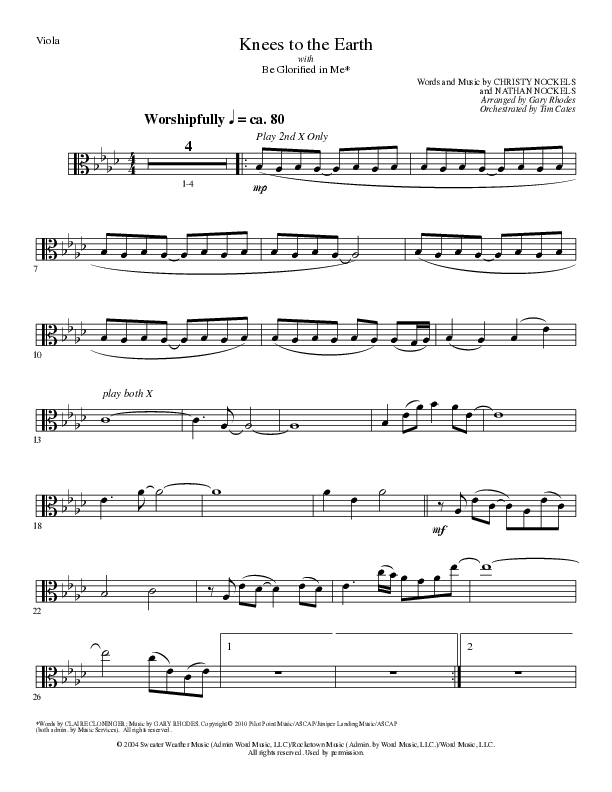 Knees to the Earth with Be Glorified in Me (Choral Anthem SATB) Viola (Lillenas Choral / Arr. Gary Rhodes)