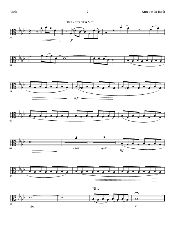 Knees to the Earth with Be Glorified in Me (Choral Anthem SATB) Viola (Lillenas Choral / Arr. Gary Rhodes)