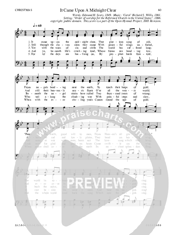It Came Upon A Midnight Clear Hymn Sheet (SATB) (Traditional Hymn)