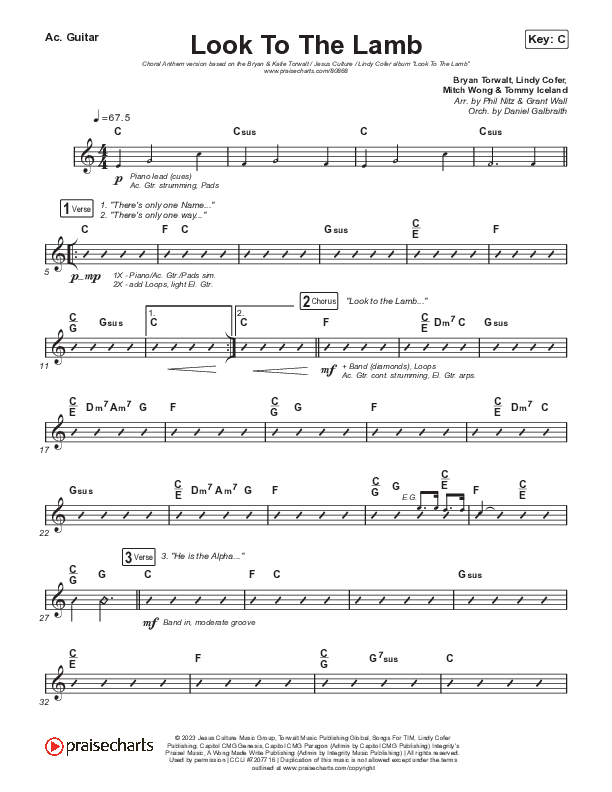 Look To The Lamb (Choral Anthem SATB) Acoustic Guitar (Bryan & Katie Torwalt / Lindy Cofer / Jesus Culture / Arr. Phil Nitz)