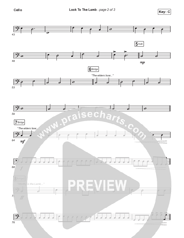 Look To The Lamb (Choral Anthem SATB) Cello (Bryan & Katie Torwalt / Lindy Cofer / Jesus Culture / Arr. Phil Nitz)