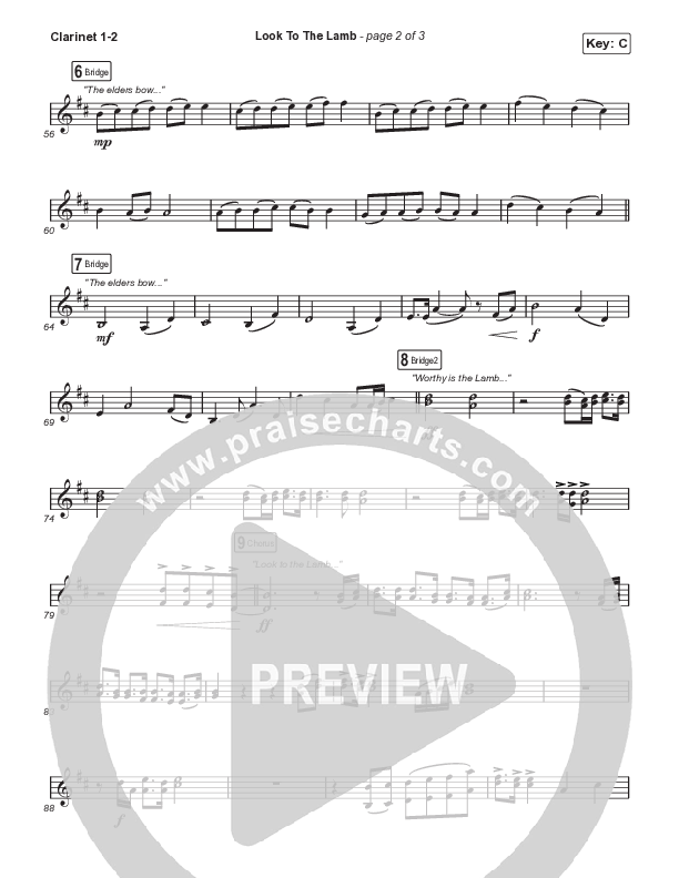Look To The Lamb (Choral Anthem SATB) Clarinet 1,2 (Bryan & Katie Torwalt / Lindy Cofer / Jesus Culture / Arr. Phil Nitz)