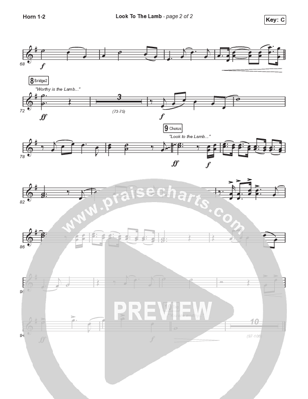 Look To The Lamb (Choral Anthem SATB) French Horn 1,2 (Bryan & Katie Torwalt / Lindy Cofer / Jesus Culture / Arr. Phil Nitz)