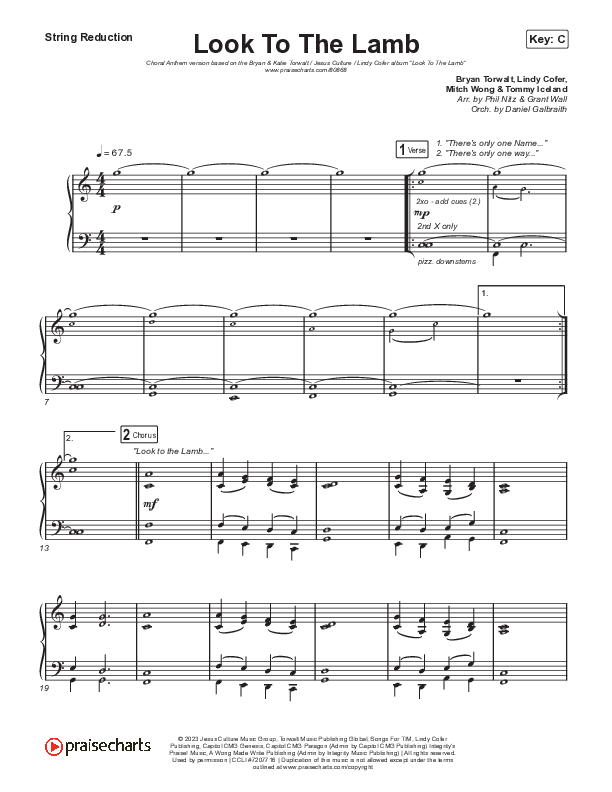 Look To The Lamb (Choral Anthem SATB) String Reduction (Bryan & Katie Torwalt / Lindy Cofer / Jesus Culture / Arr. Phil Nitz)