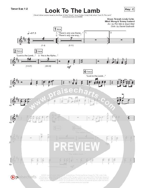 Look To The Lamb (Choral Anthem SATB) Sax Pack (Bryan & Katie Torwalt / Lindy Cofer / Jesus Culture / Arr. Phil Nitz)