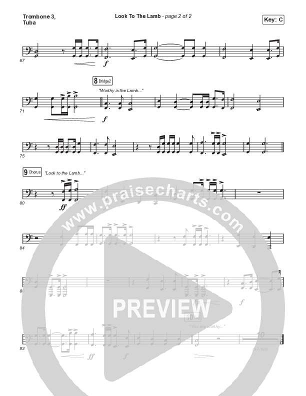 Look To The Lamb (Choral Anthem SATB) Trombone 3/Tuba (Bryan & Katie Torwalt / Lindy Cofer / Jesus Culture / Arr. Phil Nitz)