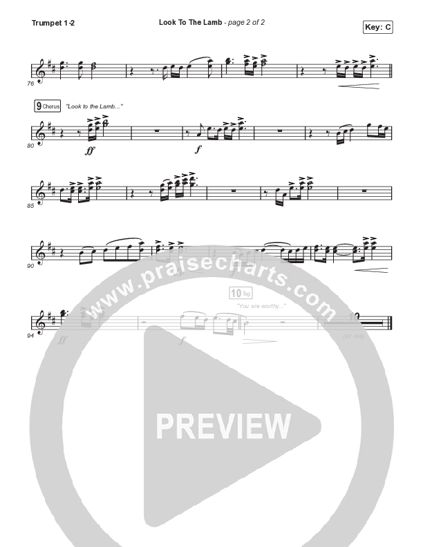 Look To The Lamb (Choral Anthem SATB) Trumpet 1,2 (Bryan & Katie Torwalt / Lindy Cofer / Jesus Culture / Arr. Phil Nitz)
