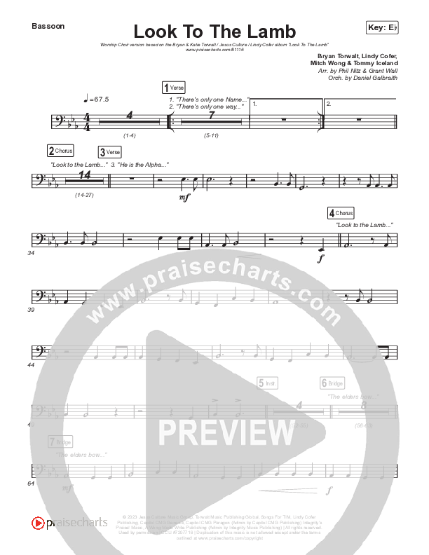 Look To The Lamb (Worship Choir/SAB) Bassoon (Bryan & Katie Torwalt / Lindy Cofer / Jesus Culture / Arr. Phil Nitz)