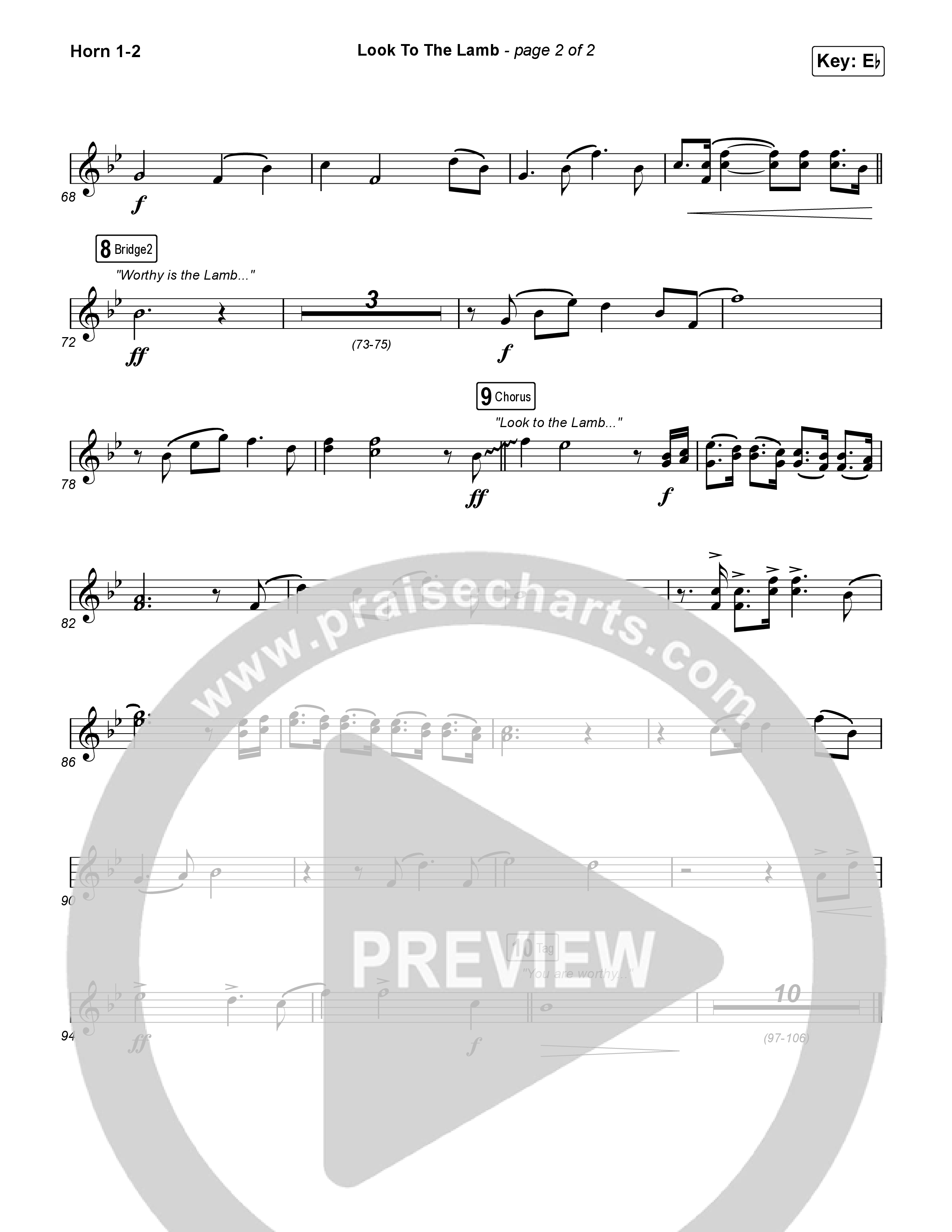 Look To The Lamb (Worship Choir/SAB) French Horn 1/2 (Bryan & Katie Torwalt / Lindy Cofer / Jesus Culture / Arr. Phil Nitz)