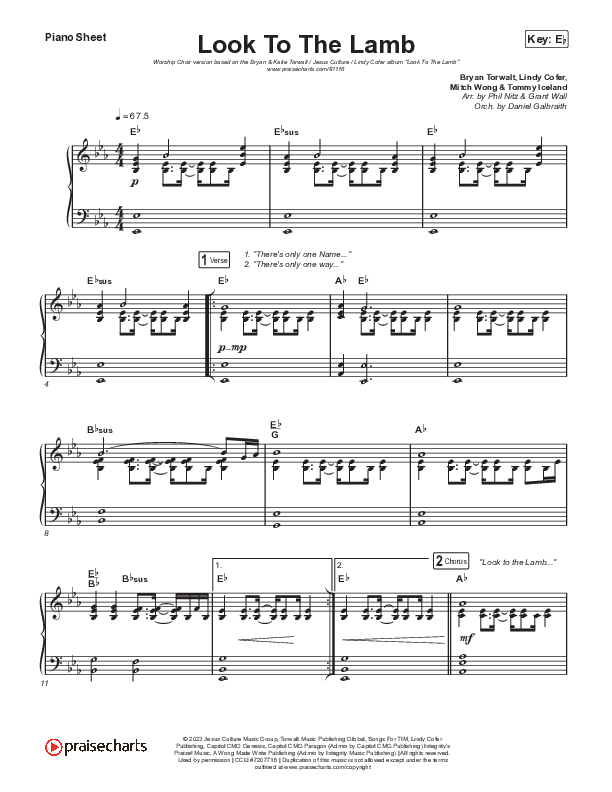 Look To The Lamb (Worship Choir/SAB) Piano Sheet (Bryan & Katie Torwalt / Lindy Cofer / Jesus Culture / Arr. Phil Nitz)
