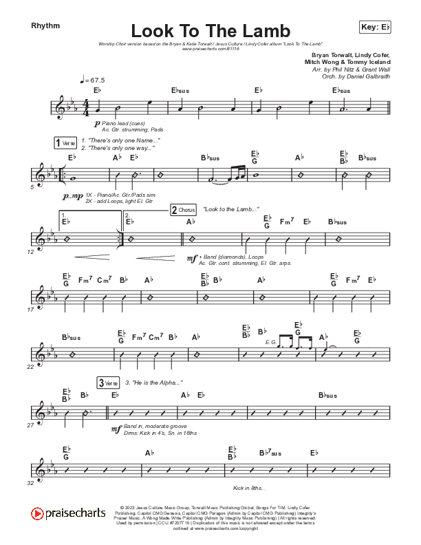 Look To The Lamb (Worship Choir/SAB) Rhythm Chart (Bryan & Katie Torwalt / Lindy Cofer / Jesus Culture / Arr. Phil Nitz)