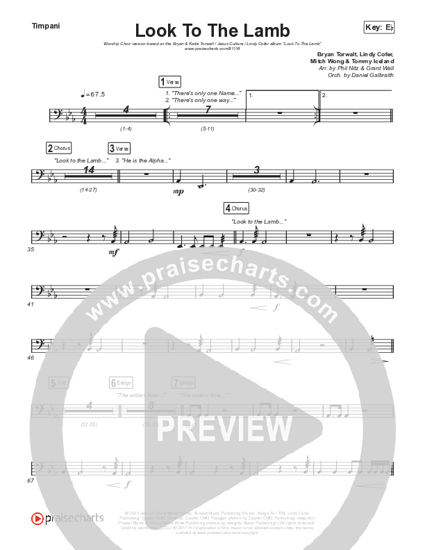 Look To The Lamb (Worship Choir/SAB) Timpani (Bryan & Katie Torwalt / Lindy Cofer / Jesus Culture / Arr. Phil Nitz)