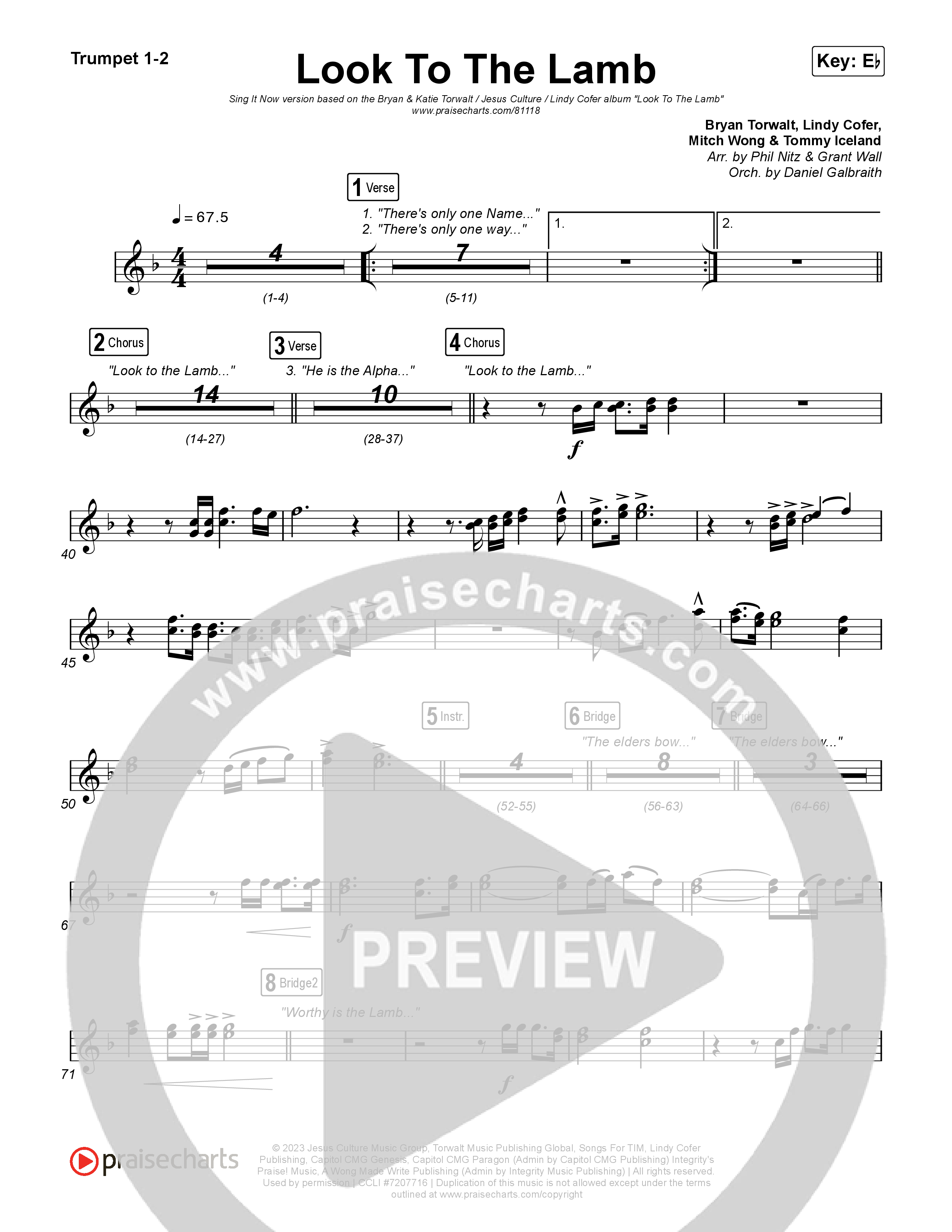 Look To The Lamb (Sing It Now) Trumpet 1,2 (Bryan & Katie Torwalt / Lindy Cofer / Jesus Culture / Arr. Phil Nitz)