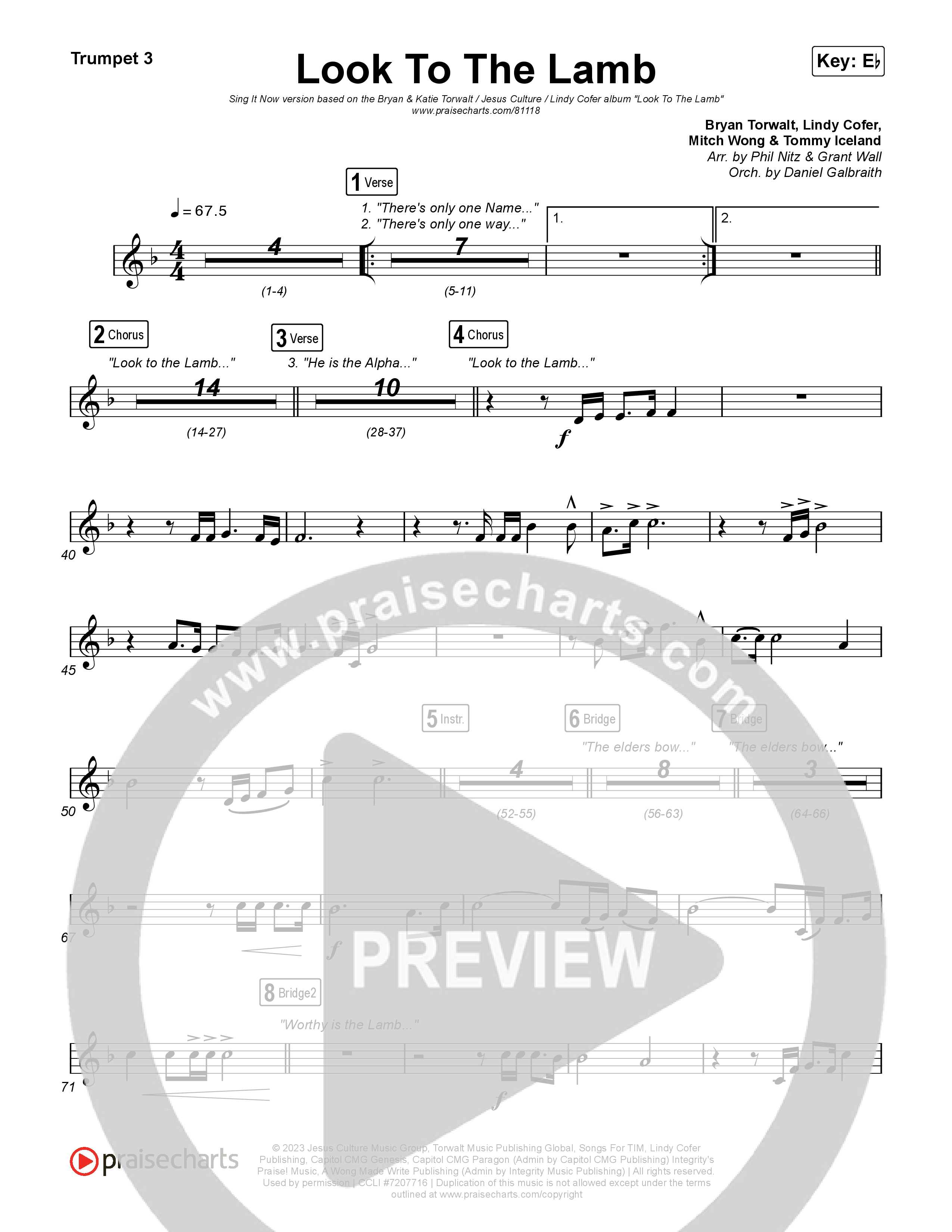 Look To The Lamb (Sing It Now) Trumpet 3 (Bryan & Katie Torwalt / Lindy Cofer / Jesus Culture / Arr. Phil Nitz)