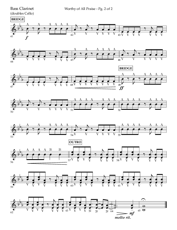 Worthy Of All Praise (Choral Anthem SATB) Bass Clarinet (Lifeway Choral / Arr. Craig Adams)