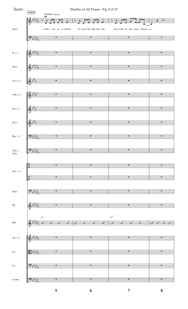 Worthy Of All Praise (Choral Anthem SATB) Orchestration (Lifeway Choral / Arr. Craig Adams)