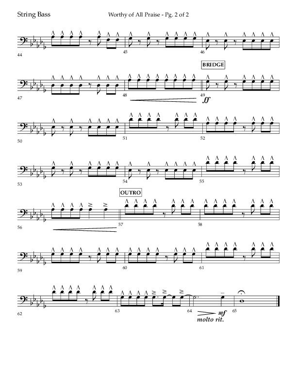 Worthy Of All Praise (Choral Anthem SATB) String Bass (Lifeway Choral / Arr. Craig Adams)