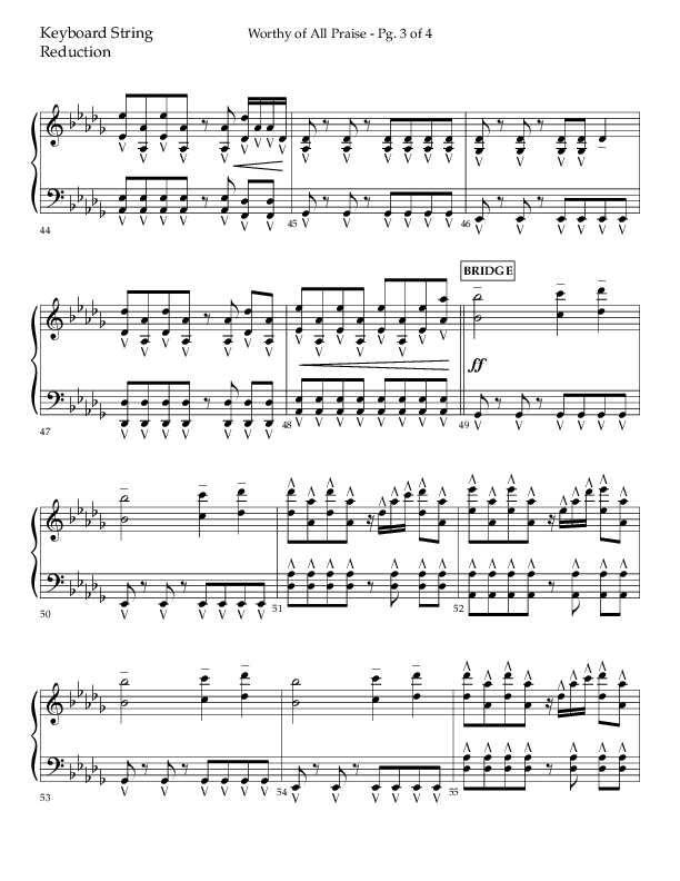 Worthy Of All Praise (Choral Anthem SATB) String Reduction (Lifeway Choral / Arr. Craig Adams)