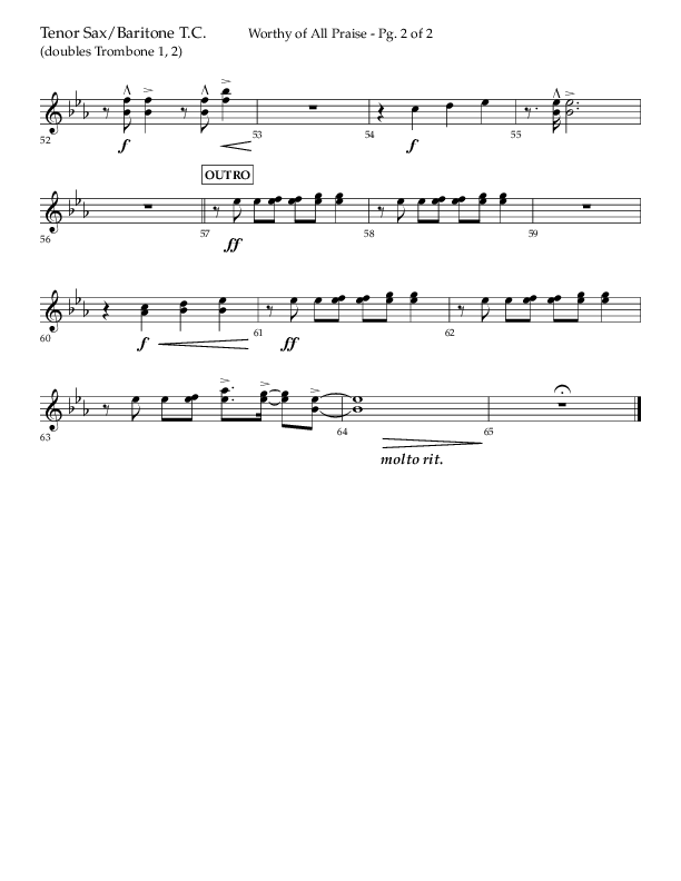 Worthy Of All Praise (Choral Anthem SATB) Tenor Sax/Baritone T.C. (Lifeway Choral / Arr. Craig Adams)