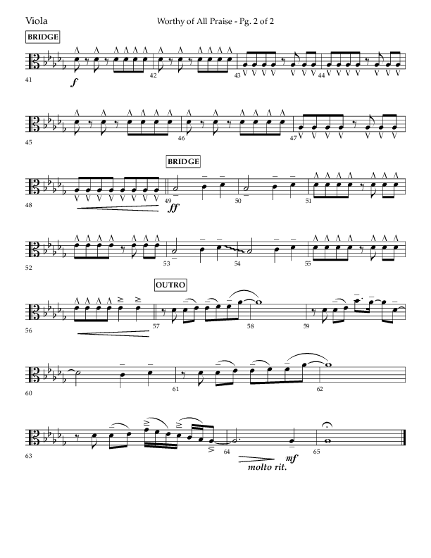 Worthy Of All Praise (Choral Anthem SATB) Viola (Lifeway Choral / Arr. Craig Adams)