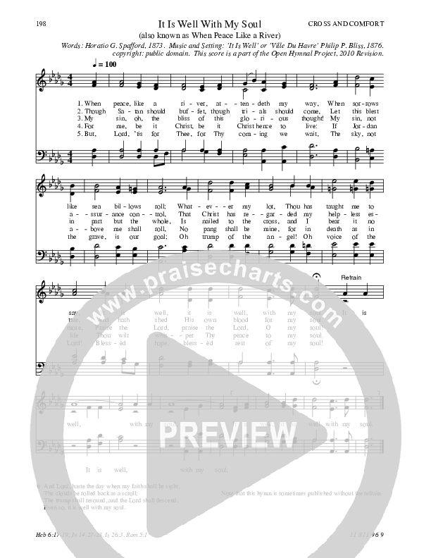 It Is Well With My Soul Hymn Sheet (SATB) (Traditional Hymn)