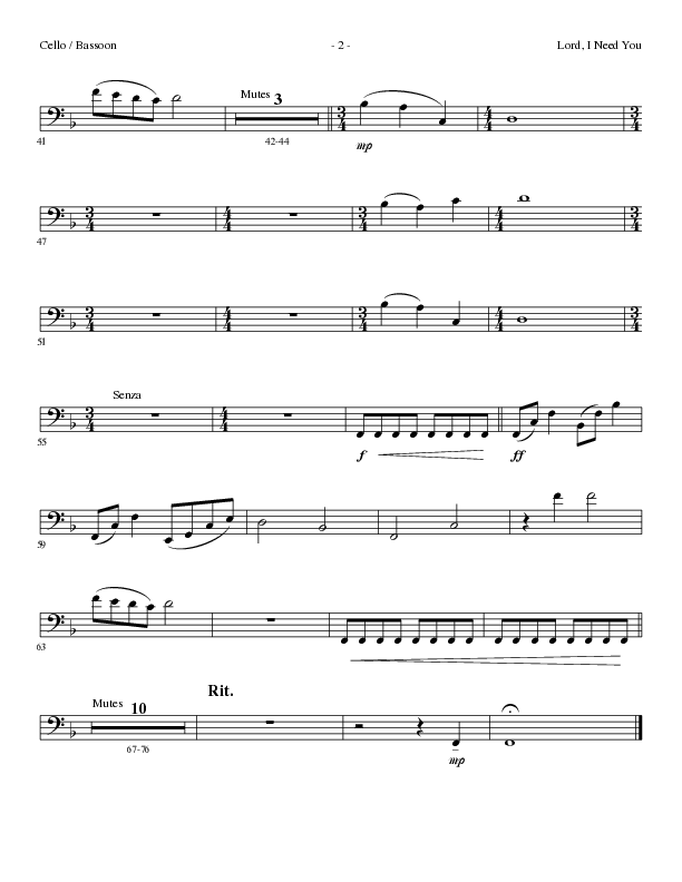 Lord I Need You (Choral Anthem SATB) Cello (Lillenas Choral / Arr. Dave Williamson)
