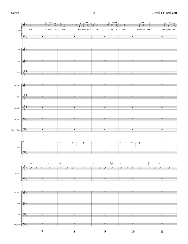 Lord I Need You (Choral Anthem SATB) Orchestration (Lillenas Choral / Arr. Dave Williamson)