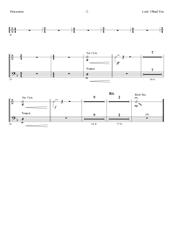 Lord I Need You (Choral Anthem SATB) Percussion (Lillenas Choral / Arr. Dave Williamson)