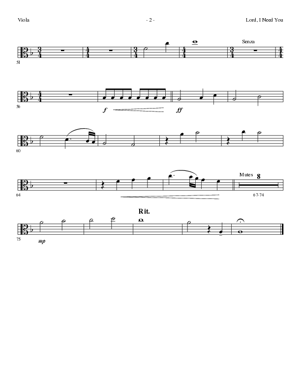 Lord I Need You (Choral Anthem SATB) Viola (Lillenas Choral / Arr. Dave Williamson)