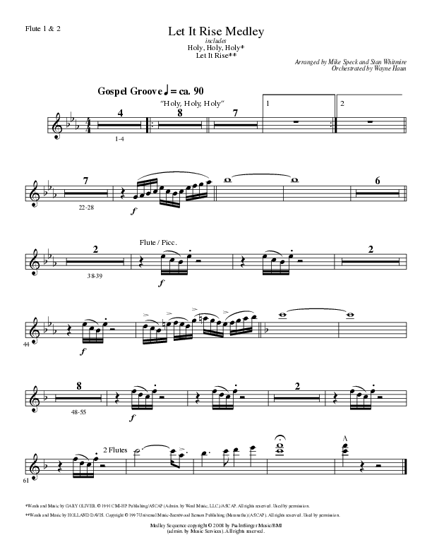 Let It Rise Medley with Holy Holy Holy (Choral Anthem SATB) Flute 1/2 (Lillenas Choral / Arr. Mike Speck)