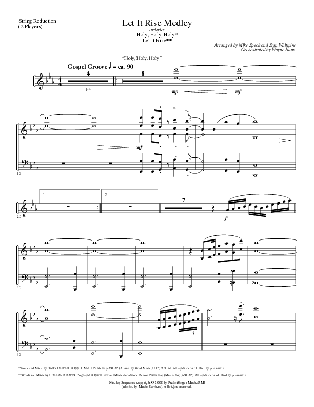 Let It Rise Medley with Holy Holy Holy (Choral Anthem SATB) String Reduction (Lillenas Choral / Arr. Mike Speck)