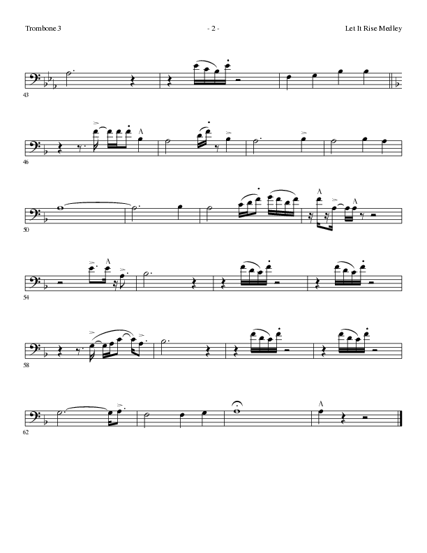 Let It Rise Medley with Holy Holy Holy (Choral Anthem SATB) Trombone 3 (Lillenas Choral / Arr. Mike Speck)
