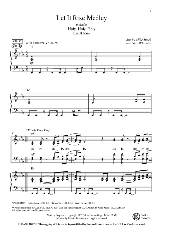 Let It Rise Medley with Holy Holy Holy (Choral Anthem SATB) Anthem (SATB/Piano) (Lillenas Choral / Arr. Mike Speck)