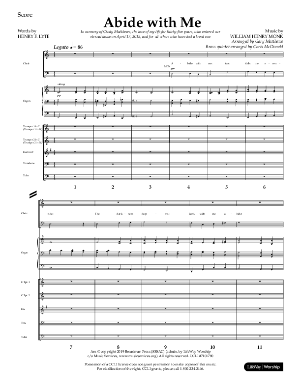 Abide With Me (Choral Anthem SATB) Conductor's Score (Lifeway Choral / Arr. Gary Matthews / Arr. Chris McDonald)