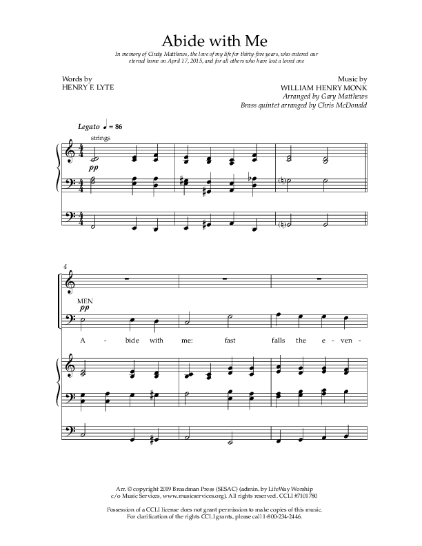 Abide With Me (Choral Anthem SATB) Anthem (SATB/Piano) (Lifeway Choral / Arr. Gary Matthews / Arr. Chris McDonald)